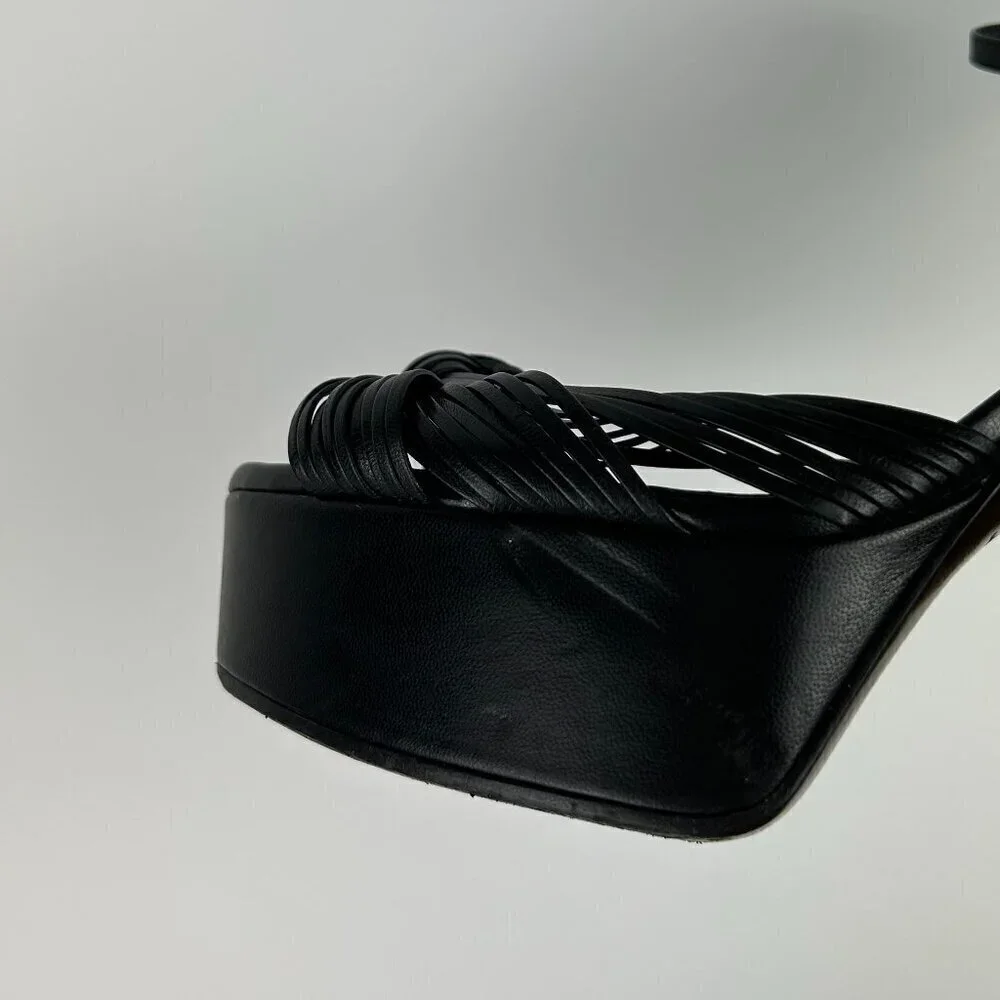 Gucci Allie Knotted Platform Sandals EU 37 US 7 Black Crawford Block High Heel - Picture 12 of 12